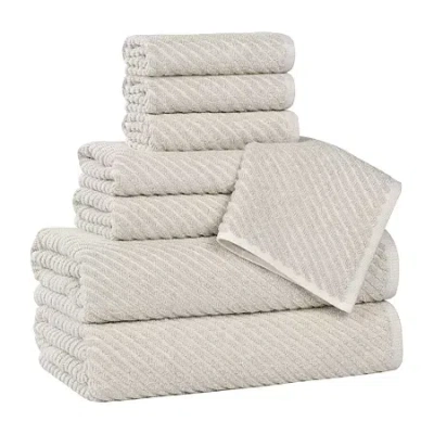 Superior Amlia Collection | 80% Cotton 20% Viscose 8-pc. Quick Dry Solid Bath Towel Set In Sand