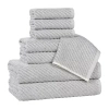 Superior Amlia Collection | 80% Cotton 20% Viscose 8-pc. Quick Dry Solid Bath Towel Set In Silver