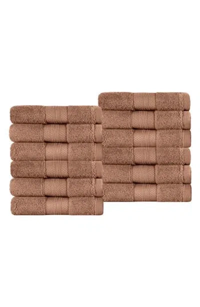 Superior Aria 12-piece Turkish Cotton Washcloths In Brown