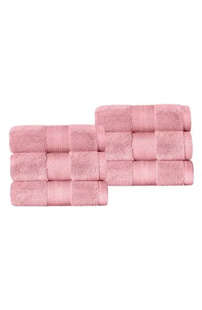 Superior Aria 6-piece Turkish Cotton Hand Towels In Pink