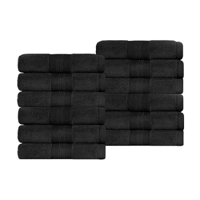 Superior Aria Collection | 100% Turkish Cotton 12-pc. Quick Dry Washcloth In Black