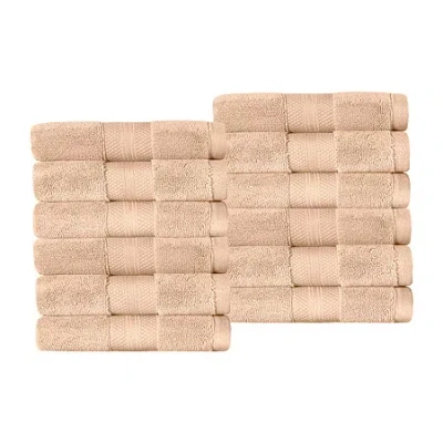 Superior Aria Collection | 100% Turkish Cotton 12-pc. Quick Dry Washcloth In Brown