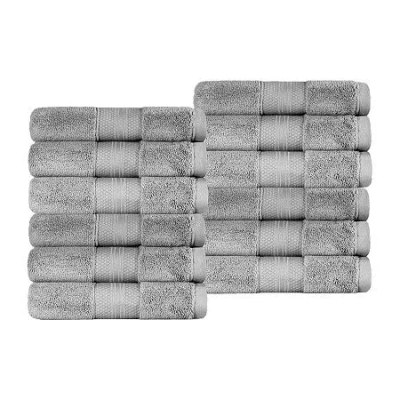 Superior Aria Collection | 100% Turkish Cotton 12-pc. Quick Dry Washcloth In Gray
