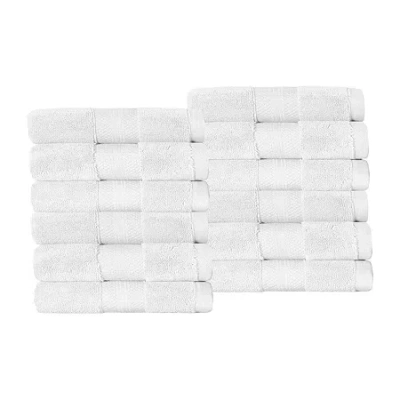 Superior Aria Collection | 100% Turkish Cotton 12-pc. Quick Dry Washcloth In White
