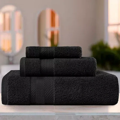 Superior Aria Collection | 100% Turkish Cotton 3-pc. Quick Dry Solid Bath Towel Set In Black
