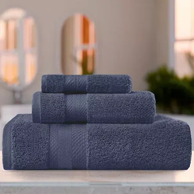Superior Aria Collection | 100% Turkish Cotton 3-pc. Quick Dry Solid Bath Towel Set In Blue