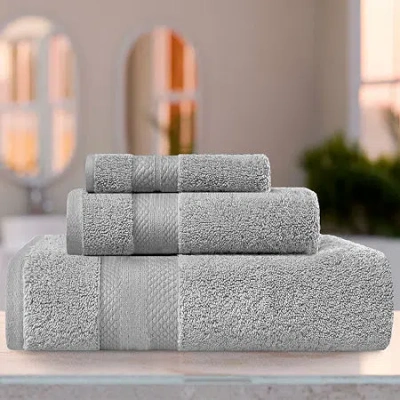 Superior Aria Collection | 100% Turkish Cotton 3-pc. Quick Dry Solid Bath Towel Set In Gray