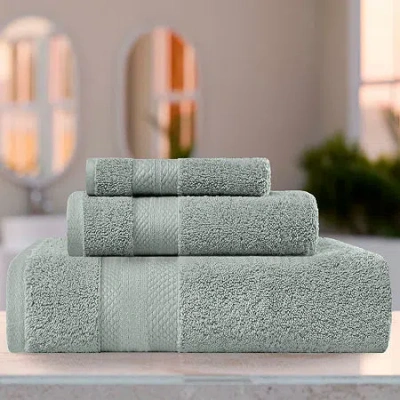 Superior Aria Collection | 100% Turkish Cotton 3-pc. Quick Dry Solid Bath Towel Set In Green