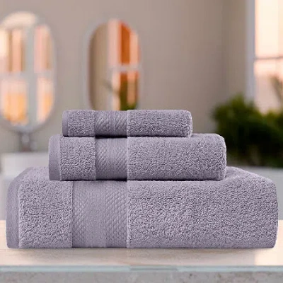 Superior Aria Collection | 100% Turkish Cotton 3-pc. Quick Dry Solid Bath Towel Set In Purple