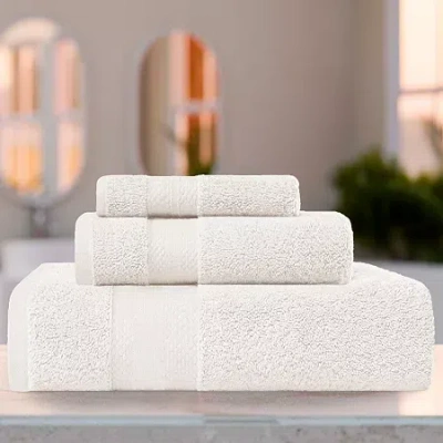 Superior Aria Collection | 100% Turkish Cotton 3-pc. Quick Dry Solid Bath Towel Set In White