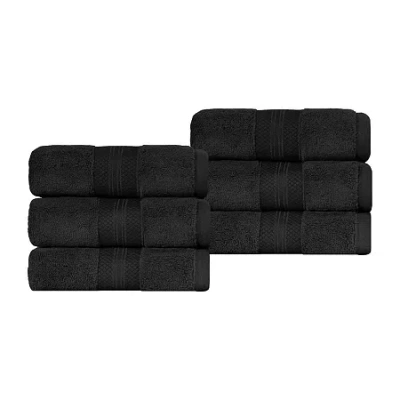 Superior Aria Collection | 100% Turkish Cotton 6-pc. Solid Hand Towel In Black