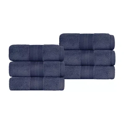 Superior Aria Collection | 100% Turkish Cotton 6-pc. Solid Hand Towel In Blue