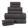 Superior Aria Collection | 8-pc. Quick Dry Solid Bath Towel Set In Black