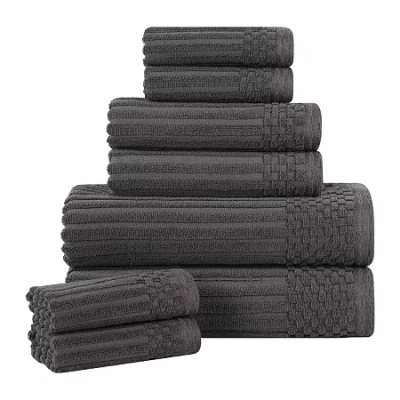Superior Aria Collection | 8-pc. Quick Dry Solid Bath Towel Set In Black