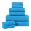 Superior Aria Collection | 8-pc. Quick Dry Solid Bath Towel Set In Blue
