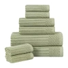 Superior Aria Collection | 8-pc. Quick Dry Solid Bath Towel Set In Green