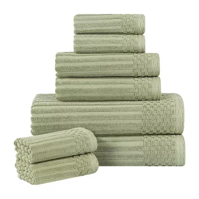 Superior Aria Collection | 8-pc. Quick Dry Solid Bath Towel Set In Green
