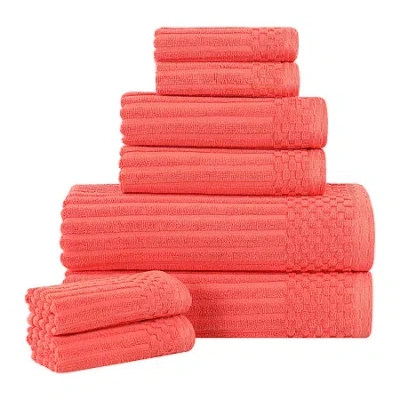 Superior Aria Collection | 8-pc. Quick Dry Solid Bath Towel Set In Orange