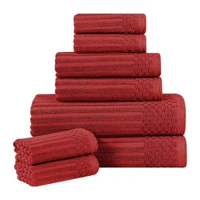 Superior Aria Collection | 8-pc. Quick Dry Solid Bath Towel Set In Red