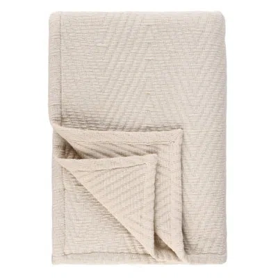 Superior Aswan Cotton Blend Medium Weight Textured Modern Chevron Pattern Coverlet In Beige