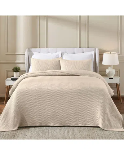 Superior Aswan Medium Weight Chevron Woven Coverlet In Beige