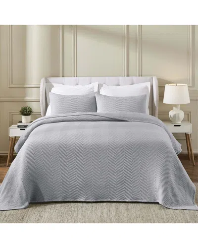Superior Aswan Medium Weight Chevron Woven Coverlet In Blue