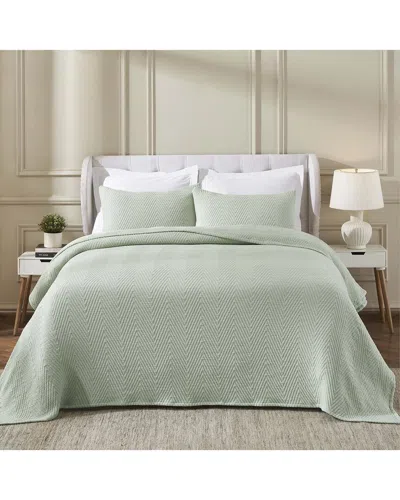 Superior Aswan Medium Weight Chevron Woven Coverlet In Green