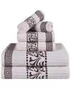 Superior Athens Cotton With Greek Scroll And Floral Pattern, 4 Piece Bath Towel Set