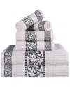 Superior Athens Cotton With Greek Scroll And Floral Pattern, 4 Piece Bath Towel Set