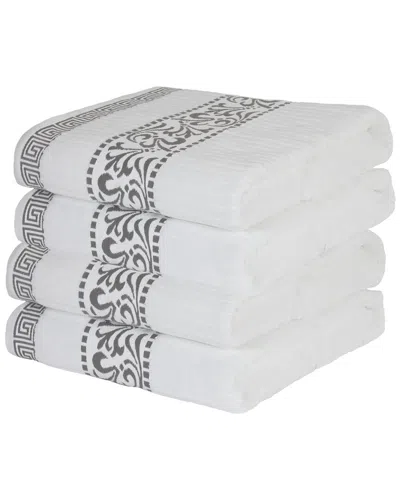 Superior Athens Decorative 4pc Bath Cotton Towel Set In Grey