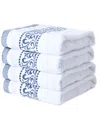 Superior Athens Decorative 4pc Bath Towel Set In Navy