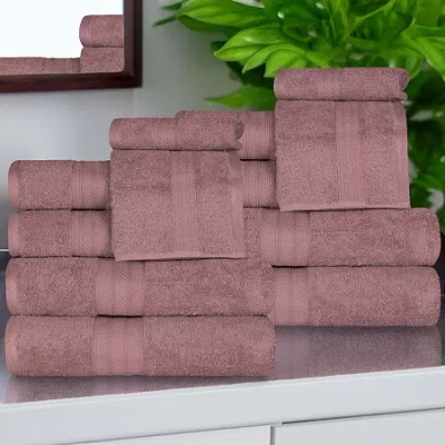 Superior Atlas Premium Cotton 12pc Bath Towel Set 12-pc. Quick Dry Bath Towel Set In Purple