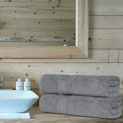 Superior Atlas Premium Cotton 2pc Bath Sheet Set 2-pc. Quick Dry Bath Towel Set In Gray