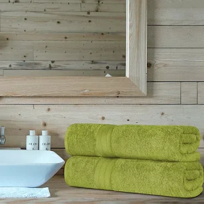 Superior Atlas Premium Cotton 2pc Bath Sheet Set 2-pc. Quick Dry Bath Towel Set In Green