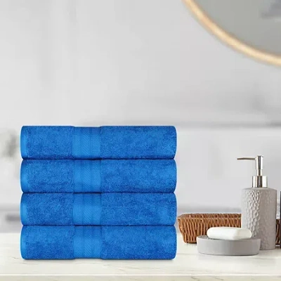Superior Atlas Premium Cotton 4pc Bath Towel Set 4-pc. Quick Dry Bath Towel Set In Blue