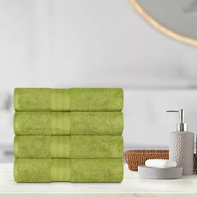 Superior Atlas Premium Cotton 4pc Bath Towel Set 4-pc. Quick Dry Bath Towel Set In Green