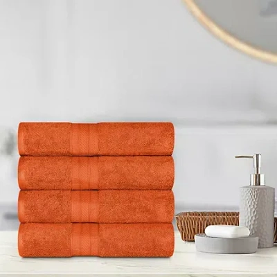 Superior Atlas Premium Cotton 4pc Bath Towel Set 4-pc. Quick Dry Bath Towel Set In Orange