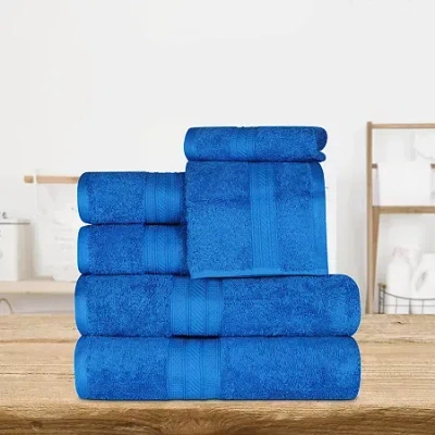 Superior Atlas Premium Cotton 6pc Bath Towel Set 6-pc. Quick Dry Bath Towel Set In Blue