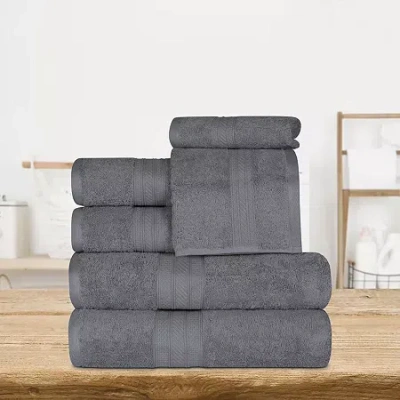 Superior Atlas Premium Cotton 6pc Bath Towel Set 6-pc. Quick Dry Bath Towel Set In Gray