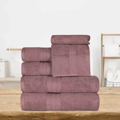 Superior Atlas Premium Cotton 6pc Bath Towel Set 6-pc. Quick Dry Bath Towel Set In Purple