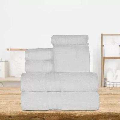 Superior Atlas Premium Cotton 6pc Bath Towel Set 6-pc. Quick Dry Bath Towel Set In White