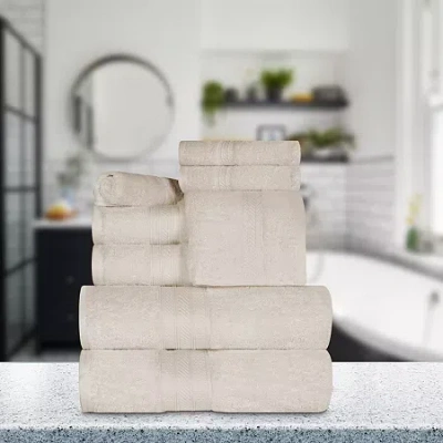 Superior Atlas Premium Cotton 8pc Multi-size Bath Towel Set 8-pc. Quick Dry Bath Towel Set In Yellow