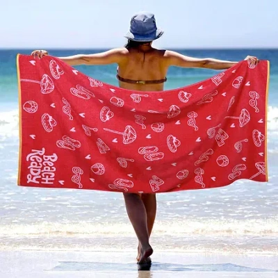Superior Baha Collection | 100% Cotton Quick Dry Beach Towel In Pink