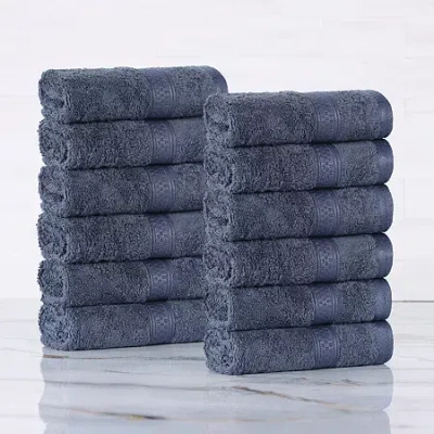 Superior Bamboo Collection | 100% Ryon From Bamboo 12-pc. Quick Dry Washcloth In Blue