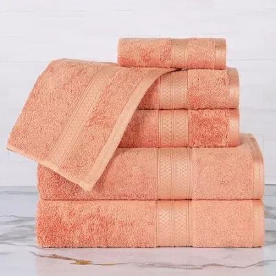 Superior Bamboo Collection | 100% Ryon From Bamboo 6-pc. Quick Dry Solid Bath Towel Set In Orange