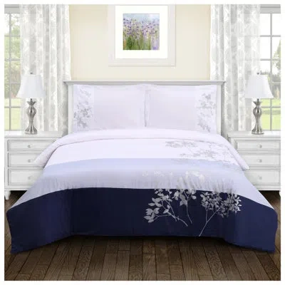 Superior Bandera 3 Piece 100% Cotton Floral Duvet Cover Set In Blue