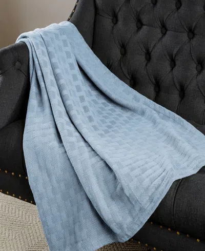 Superior Basket Weave All Season Cotton Blanket, California King In Baby Blue