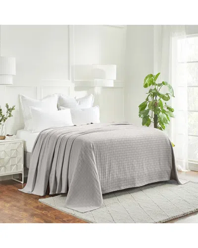 Superior Basketweave All-season Cotton Blanket In Gray