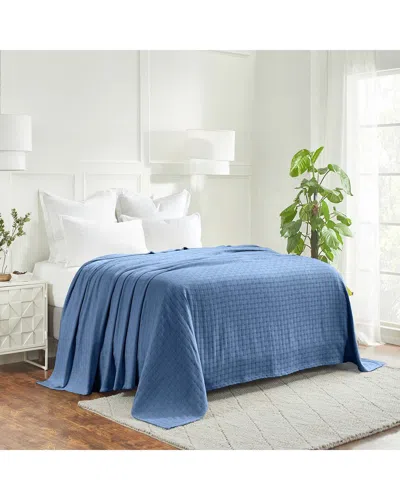 Superior Basketweave All-season Cotton Blanket In Blue