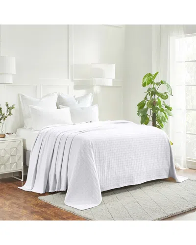 Superior Basketweave All-season Cotton Throw Blanket In White